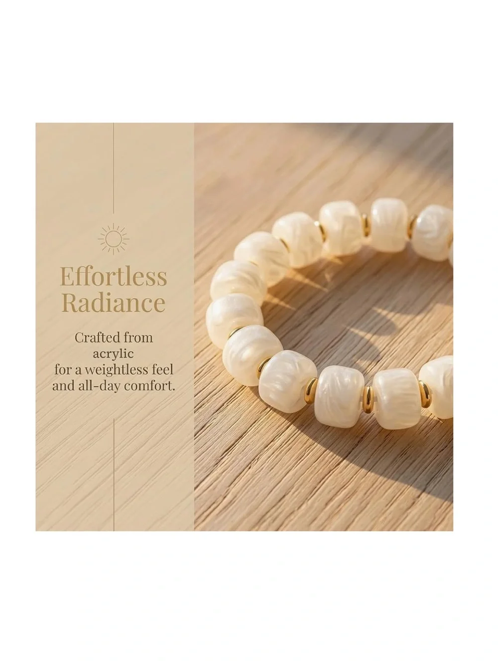 Boho Style Multicolor White/Gold Boho Chunky Beaded Strand Stretch Bracelet-NWT
